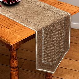 BELLA TRUE Brown Self Design Table Runner-picture-32