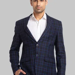 Park Avenue Men Checked Single Breasted Blazer-picture-17