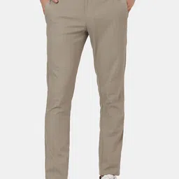 Blackberrys TechPro Collection Men Beige Checked Slim Fit Low-Rise Trousers-image-31