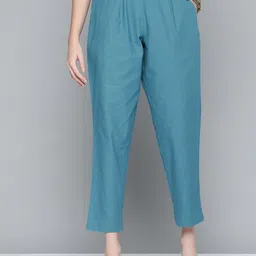 MALHAAR Women Straight Fit Cotton Trousers-picture-14
