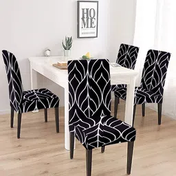 Cortina Black & White 4 Pcs Abstract Printed Super Stretchable Chair Covers-image-83