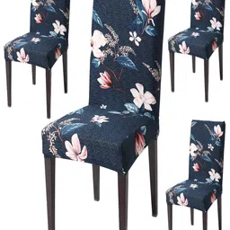 HOKIPO Blue 4 Pieces Printed Stretchable Chair Covers-image-23