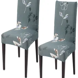 HOKIPO Grey 2 Pieces Printed Stretchable Chair Covers-image-66
