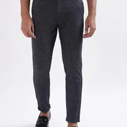 LINDBERGH Men Mid-Rise Self Design Slim Fit Regular Trousers-picture-30