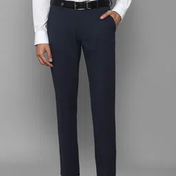 Louis Philippe Men Navy Blue  Straight Solid Slim Fit Trousers-image-58