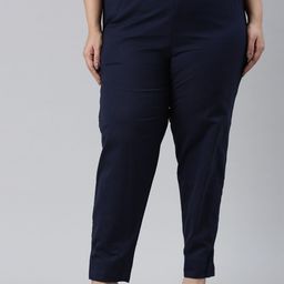 Go Colors Women Plus Size Relaxed Straight Fit Cotton Trousers-picture-11