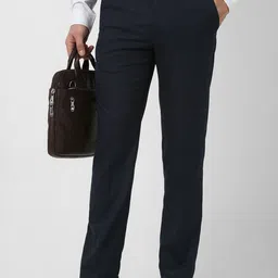 Peter England Men Slim Fit Mid-Rise Formal Trousers image 1