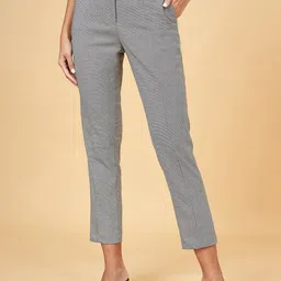 Annabelle by Pantaloons Women Checked Slim Fit Formal Trousers-image-4