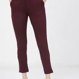 Tokyo Talkies Women Burgundy Slim Fit Trousers-image-69
