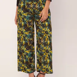 Moomaya Women Abstract Printed Loose Fit Parallel Trousers-image-48