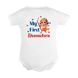 FFLIRTYGO Infants Typography Printed Dussehra Special Cotton Bodysuit-image-20