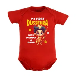 FFLIRTYGO Infants Typography Printed Dussehra Special Pure Cotton Bodysuit-image-15