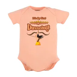 FFLIRTYGO Kids Typography Printed Baby Dussehra Special Pure Cotton Bodysuit-image-51