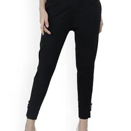 BAESD Women Mid-Rise Cotton Cigarette Trousers-image-17