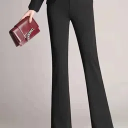 BROADSTAR Women Smart Flared High-Rise Easy Wash Bootcut Trousers-image-33