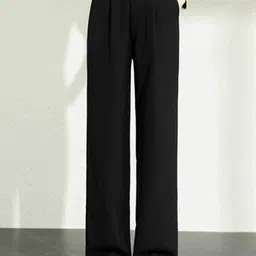 Next One Women Smart Loose Fit High-Rise Easy Wash Pleated Parallel Trousers-image-77