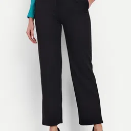 BROADSTAR Women Straight Fit High-Rise Easy Wash Formal Trousers-picture-35