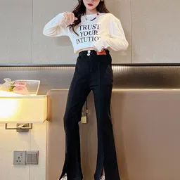 StyleCast x Revolte Girls Black High-Rise Easy Wash Trousers-image-52
