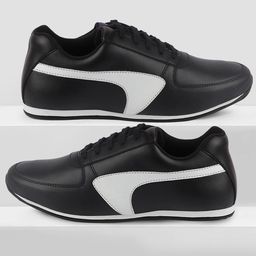FAUSTO Men Black PU Lace Up Sneakers-picture-43