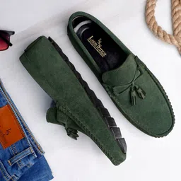 LOUIS STITCH Men Classic Handmade Suede Tassel Driving Loafers image 1