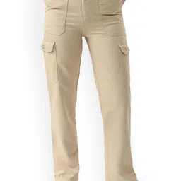 Kraus Jeans Women Regular Fit High-Rise Cargos Trousers-image-94