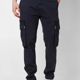 SPYKAR Men Mid Rise Regular Fit Cargos Cotton Trousers-picture-14