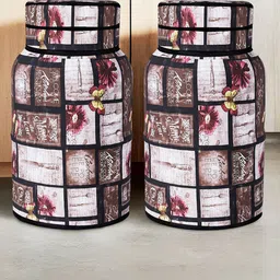 Kuber Industries 2-Pcs Brown & Pink Floral Printed LPG Cylinder Cover-image-43