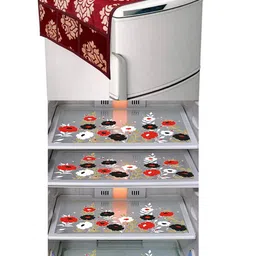 Dakshya Industries Red & Maroon 5 Pieces Printed Fridge Covers & Mat-picture-34