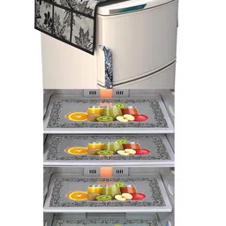 Dakshya Industries Black & Yellow 5Pcs Printed Refrigerator Appliance covers image 1