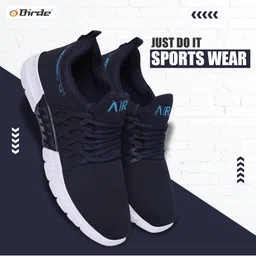 BIRDE Men Blue Woven Design Sneakers-image-4