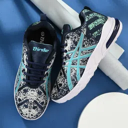 BIRDE Men Blue Woven Design Sneakers-image-0