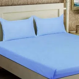 JARS Collections Blue 200 TC Cotton King Bedsheet with 2 Pillow Covers-picture-19