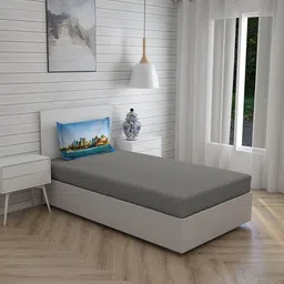 Boutique Living India Grey Solid 200 TC Single Bedsheet with Pillow Cover image 1