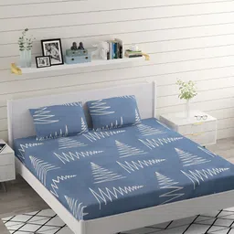 Bromwick Blue & White Abstract Cotton 210 TC Crib Bedsheet with 2 Pillow Covers-image-32