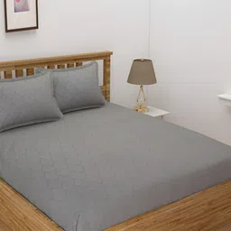 Bromwick Grey Ethnic Motifs Cotton 210 TC Fitted Crib Bedsheet with 2 Pillow Covers-image-23