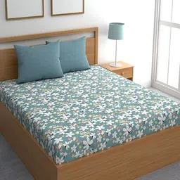 Srijee Decors Grey & White Floral 210 TC King Bedsheet with 2 Pillow Covers-image-32