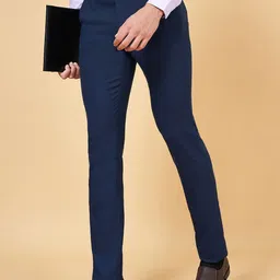 Peregrine by Pantaloons Men Textured Slim Fit Low-Rise Formal Trousers-picture-33