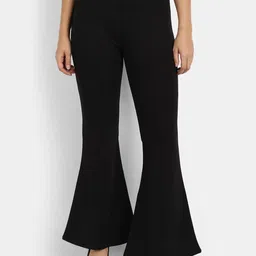 Next One Women Black Flared High-Rise Trousers-picture-11