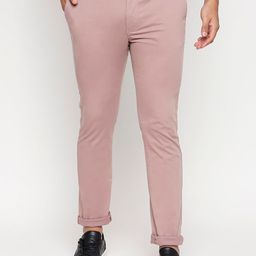 Basics Men Pink Tapered Fit High-Rise Chinos Trousers-picture-42