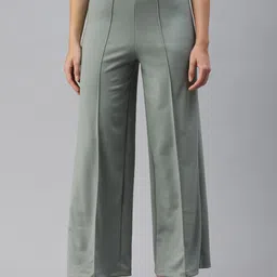 De Moza Women Relaxed Loose Fit High-Rise Parallel Trousers-image-22