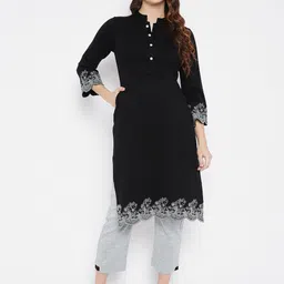 Zigo Women Black Wool Blend Kurta with Trousers-picture-23