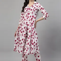 NEW STYLISH Floral Printed Regular Pure Cotton A-Line Kurta with Trousers-picture-29