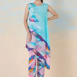 navyasa by liva Abstract Printed Sleeveless Tunic With Trouser Co-Ords-picture-5