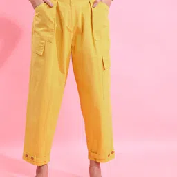 Tokyo Talkies Women Yellow Mid-Rise Cargos-image-30