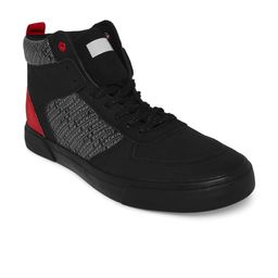 Ajile by Pantaloons Men Black & Red Printed PU High-Top Sneakers-picture-35