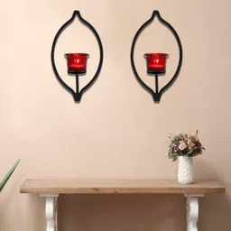 HOSLEY Set Of 2 Black Solid Tea-Light Candle Holders image 1