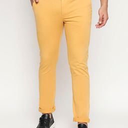 Basics Men Orange Tapered Fit Trousers-picture-38