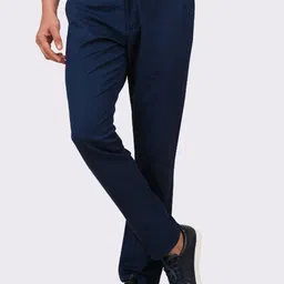 MERCHANT MARINE Men Navy Blue Chinos Trousers-image-15