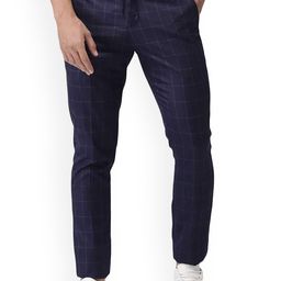 FUBAR Men Checked Mid Rise Relaxed Slim Fit Easy Wash Regular Trousers-picture-33