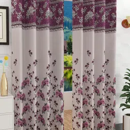 Fresh From Loom Set of 2 Pink & Grey Floral Room Darkening Door Curtain-image-79